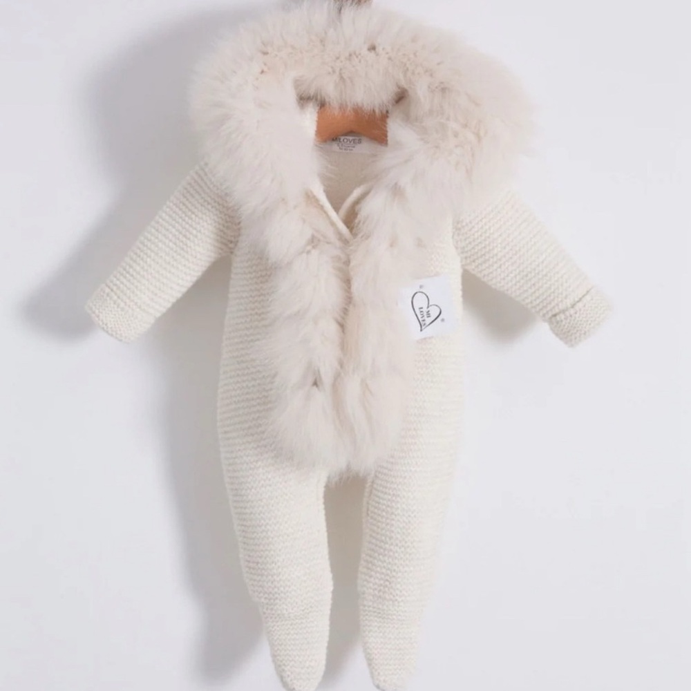 Luxurious Cream Hooded Baby Footie